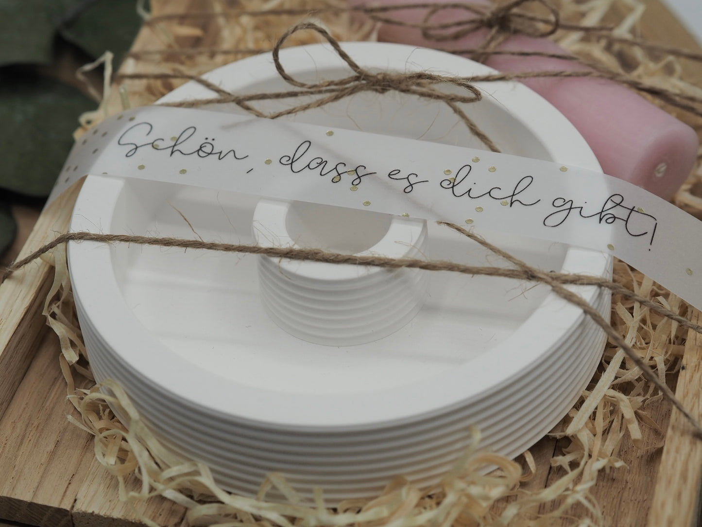 Geschenkset Kerzenteller (geriffelt)